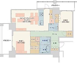 栄タワーヒルズ 2LDKの間取図画像