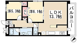 セラーノ平針 2LDKの間取図画像