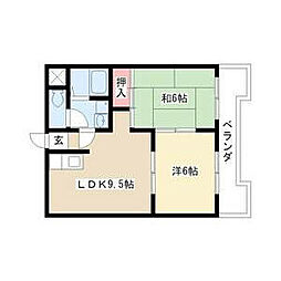 カサ松下 2LDKの間取図画像