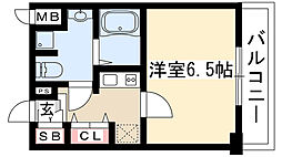 レジディア高岳 1Kの間取図画像