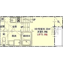 ハーモニーテラス西日置2 1SKの間取図画像