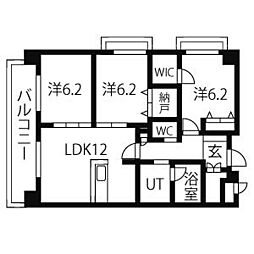 グランヴェル西山2号館 3LDKの間取図画像