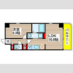 S・Alley ワンルームの間取図画像