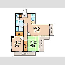 ル・ブラン本山 2LDKの間取図画像