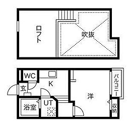 Creo堀田弐番館 1Kの間取図画像