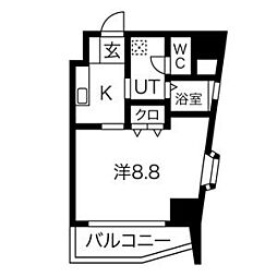 アビタシオン鶴舞 1Kの間取図画像