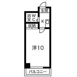 亀の井都筑マンション 1Kの間取図画像