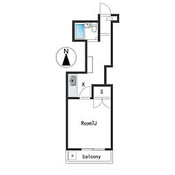 プチパレ 1DKの間取図画像