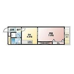 7thAve 1DKの間取図画像