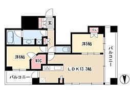 シティタワー名古屋久屋大通公園 2LDKの間取図画像