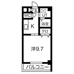 Y.S.ハイツ万代 1Kの間取図画像
