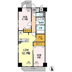 HAPPINESS車道 2LDKの間取図画像