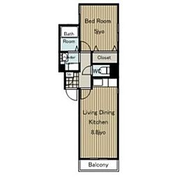 サントル大宝 1LDKの間取図画像