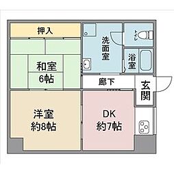 コーポラス吉桂 2DKの間取図画像