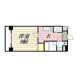 アマーレ東海通 1Kの間取図画像