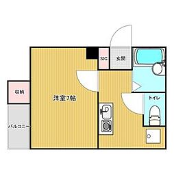 パレ千郷 1Kの間取図画像