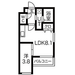 MOVE本陣PREMIO 1LDKの間取図画像