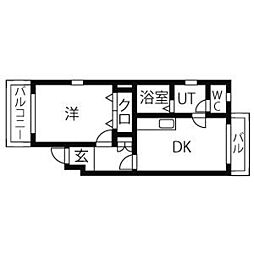 アーバンヒルズ一社 1DKの間取図画像