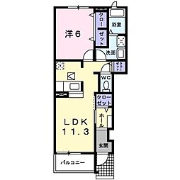 ガーデンクレスト 1LDKの間取図画像