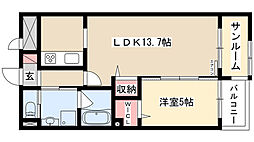あいさきがけ 1LDKの間取図画像