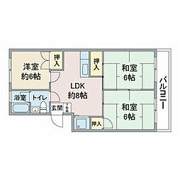 第1オーシャンビル 3DKの間取図画像