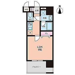 カレント茶屋が坂 1Kの間取図画像