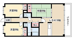 リーフマンショングロリアス 3LDKの間取図画像