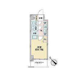 アステリ鶴舞エーナ 1Kの間取図画像