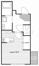 スターブル檀渓 ワンルームの間取図画像