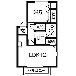 シャルマン藤江 1LDKの間取図画像