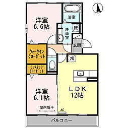 パストラル八田A 2LDKの間取図画像