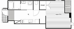 フォレスト 1Kの間取図画像