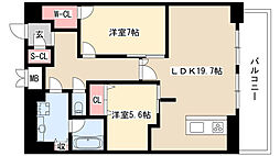 グランルクレ新栄イースト 2LDKの間取図画像