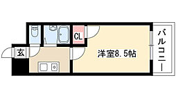 現代ハウス新栄 1Kの間取図画像