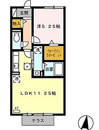 クレール野田 1LDKの間取図画像