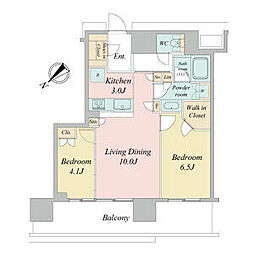NAGOYAtheTOWER 2LDKの間取図画像