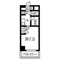フォーシーズン 1Kの間取図画像