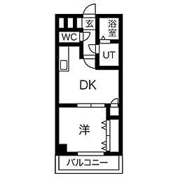 ワイズタワー徳川 1DKの間取図画像
