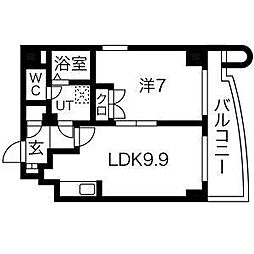 サンリヴァーメゾン 1LDKの間取図画像
