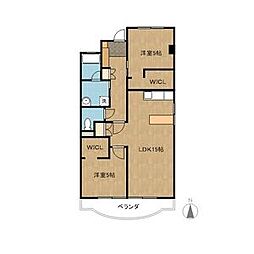 丸美ハイツ 2LDKの間取図画像