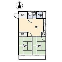 コーポ美香 2DKの間取図画像