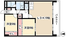 フローラル牧の里 2LDKの間取図画像