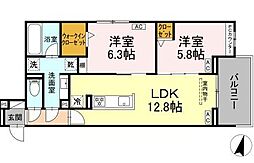 luvita上社 2LDKの間取図画像
