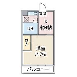ヴァンベール本郷 1Kの間取図画像
