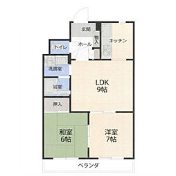 杁中スカイタウンB棟 2LDKの間取図画像