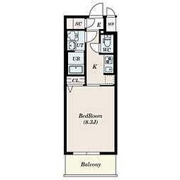 S-RESIDENCE金山WEST 1Kの間取図画像