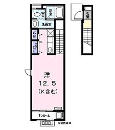 サニーシャトー2 ワンルームの間取図画像