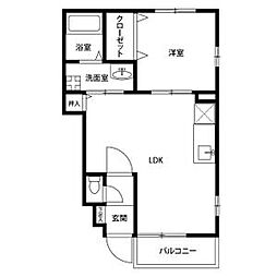 アンプルールリーブルサンワ 1LDKの間取図画像