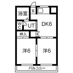 フラットイン 1LDKの間取図画像