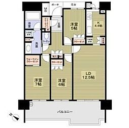 グランドメゾン星が丘山手B棟 3LDKの間取図画像
